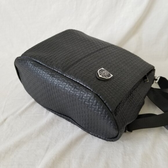 NEW! Black Faux Leather Midsize Backpack w/Rear Zipper Access & Detachable Strap - Picture 13 of 13